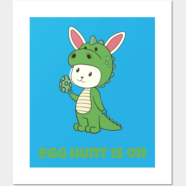 Egg Hunt Is On Easter T Rex Dinosaur Egg Hunting For Kids Wall Art by DDJOY Perfect Gift Shirts